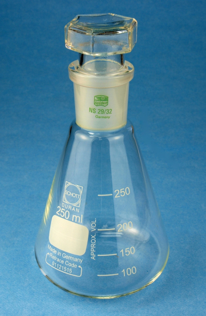 Karl Hecht&amp;trade;&amp;nbsp;DURAN&amp;trade; 300 mL Erlenmeyer Flask with Hollow Glass Stopper