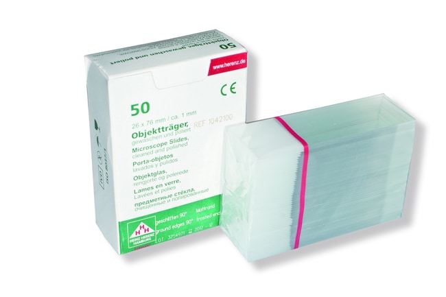 Heinz Herenz Microscope Slides with Frosted Field and Ground Edges