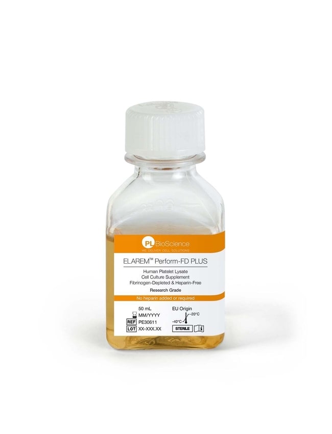 PL BioScience&nbsp;ELAREM&trade; Perform-FD PLUS, Fibrinogen-depleted Human Platelet Lysate, No Heparin Added or Required