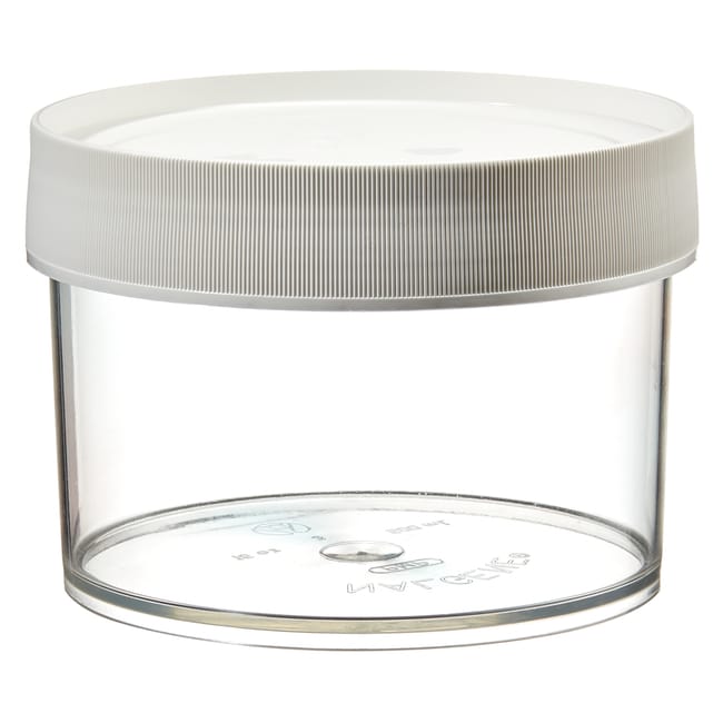 Thermo Scientific™ Bocaux droits en PMP à col large Nalgene™ avec bouchon à vis en PP blanc
