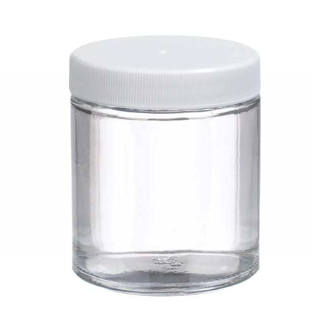Fisherbrand™ Cuves en verre transparentes à parois droites avec bouchons en PP blanc
