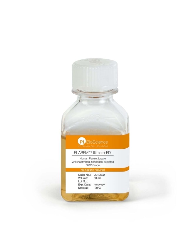 PL BioScience&nbsp;ELAREM&trade; Ultimate-Fdi, Human Platelet Lysate, Fibrinogen-depleted, Viral inactivated