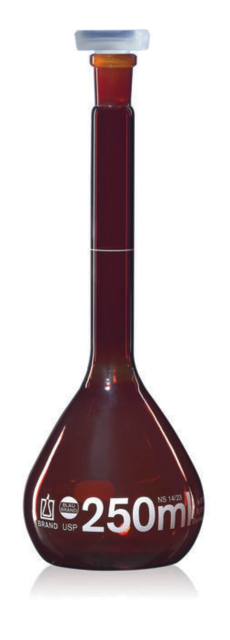 BRAND&trade;&nbsp;Class A Amber Borosilicate Volumetric Flask with Polypropylene Stopper
