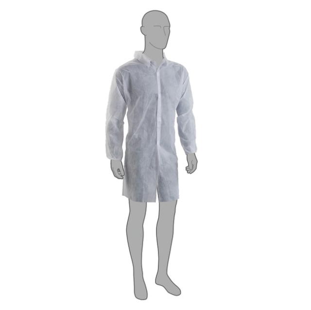  PAL International™ Blouses de laboratoire blanches pour visiteurs avec bouton-pression