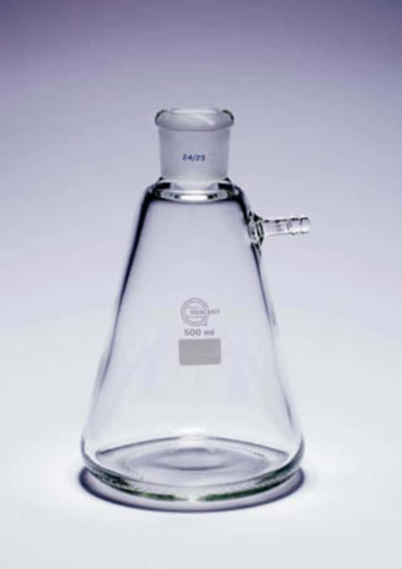 Flacon de filtration à vide en verre borosilicaté Quickfit&amp;trade; avec bras latéral et prise rodée