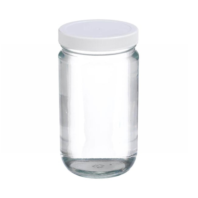  Fisherbrand™ Cuves en verre transparentes à parois droites avec bouchons en PP blanc