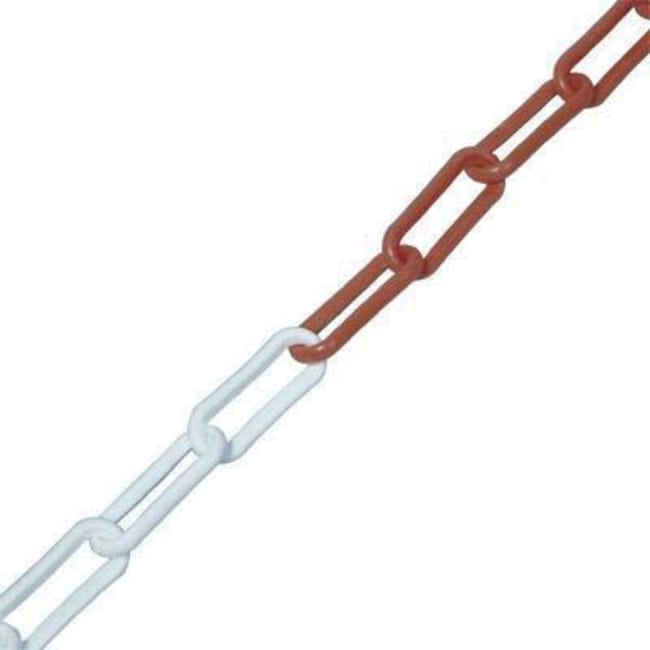 Manutan Plastic chains, 25m, red/white plastic chain, 10mm diameter