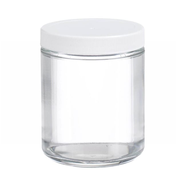 Fisherbrand™ Cuves en verre transparentes à parois droites avec bouchons en PP blanc