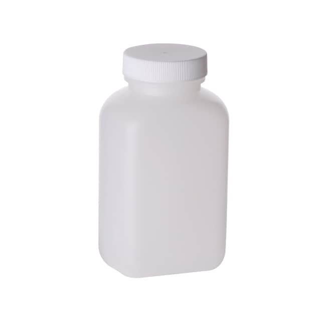 Fisherbrand™ Flacons rectangulaires à col large en PEHD naturel sans bouchons