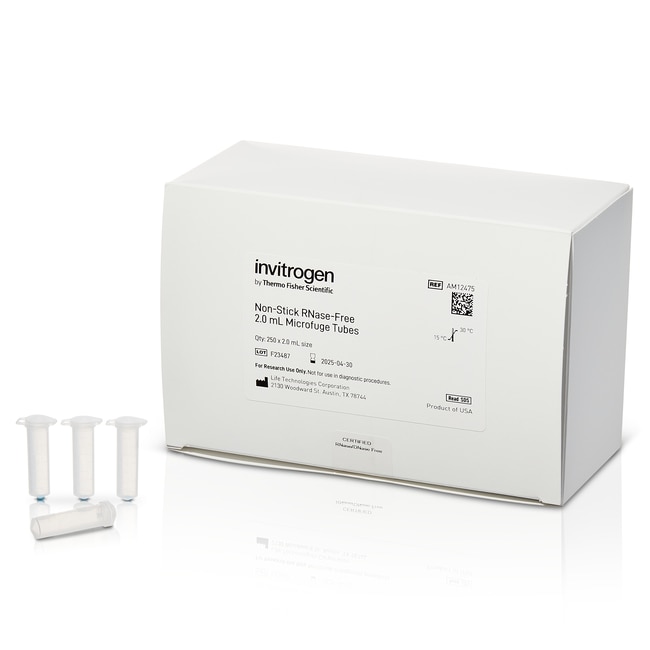 Invitrogen&trade;&nbsp;Tubes microfuges antiadhésifs, exemptes de RNase
