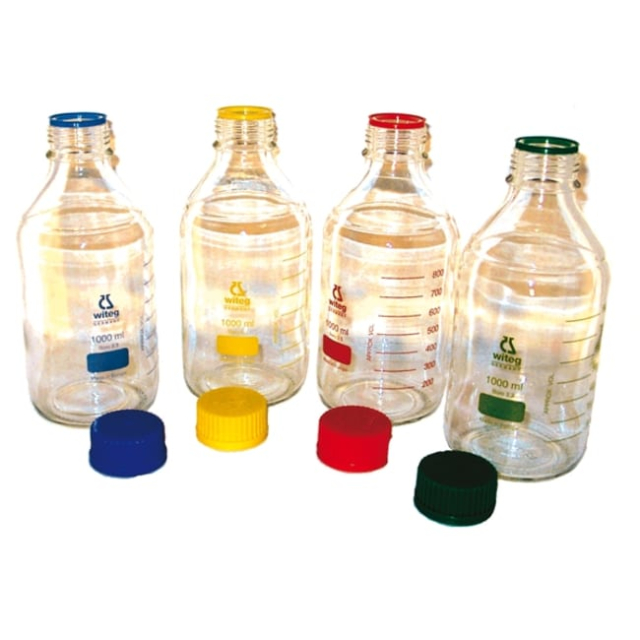 Witeg&amp;trade;&amp;nbsp;Flacons de laboratoire en verre borosilicaté, graduations bleues