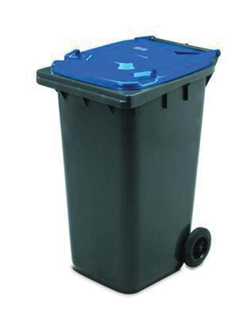 Manutan&amp;nbsp;Outdoor wheeled bins, Ekwo, 240 litre capacity, grey/blue