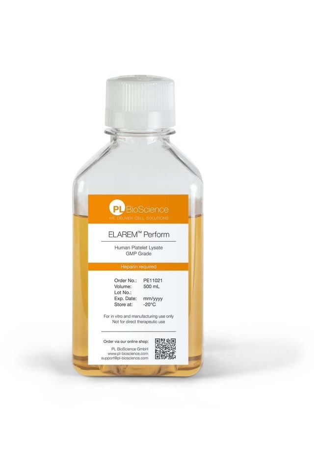 PL BioScience&nbsp;ELAREM&trade; Perform, Human Platelet Lysate, Heparin Required
