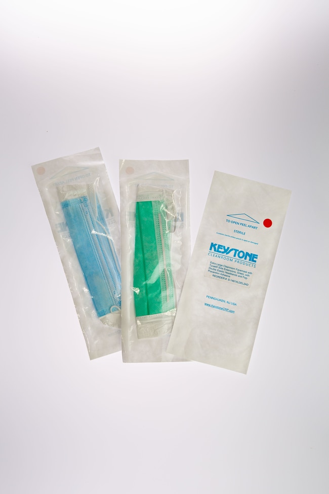 Keystone Cleanroom Products&nbsp;Masques faciaux pour salle blanche, irradiés gamma, avec extension latérale en Tyvek&trade;