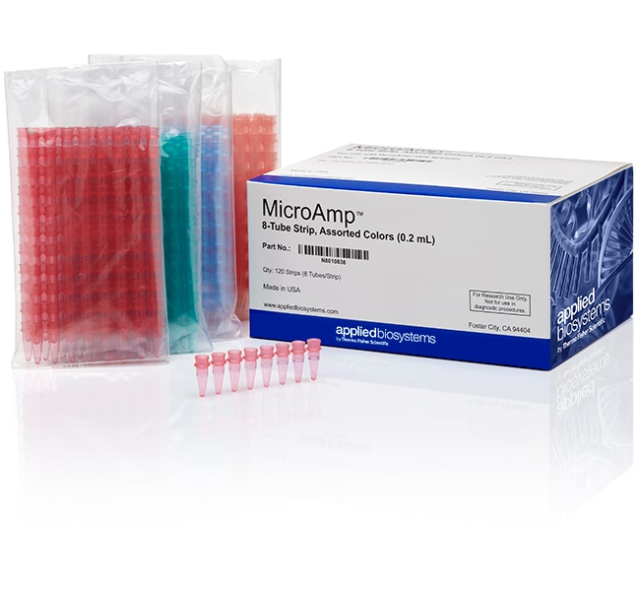 Applied Biosystems&amp;trade;&amp;nbsp;MicroAmp&amp;trade; 8-Tube Strip, 0.2 mL, assorted colors