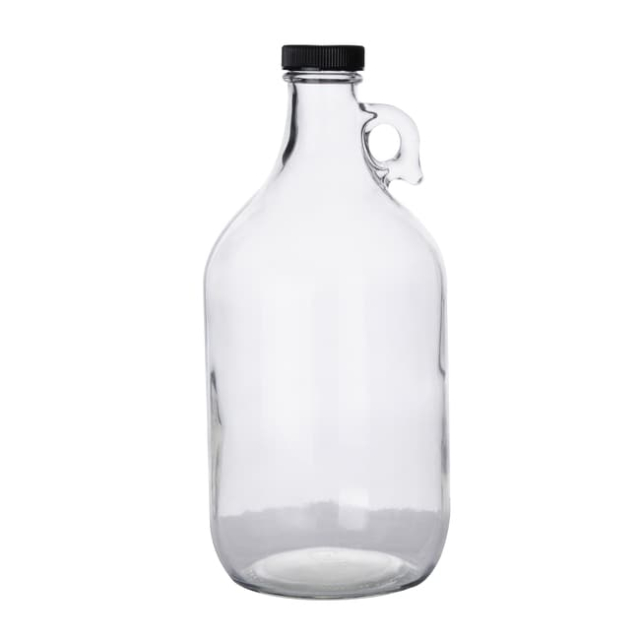  Fisherbrand™ Bidons en verre à col étroit ronds transparents avec bouchons phénoliques noirs