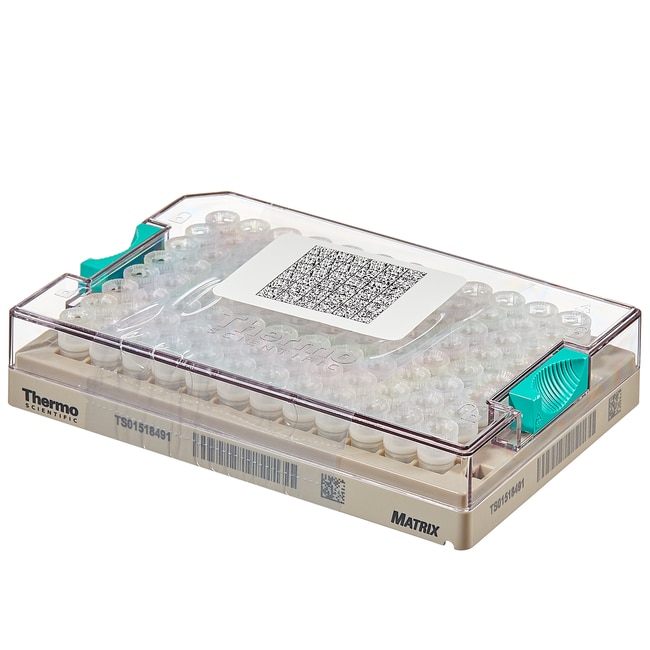 Thermo Scientific&trade;&nbsp;Tubes de stockage à faible volume Matrix&trade; avec bouchons vissés et codes-barres 2D, tube de stockage avec code 2D dans rack à code-barres