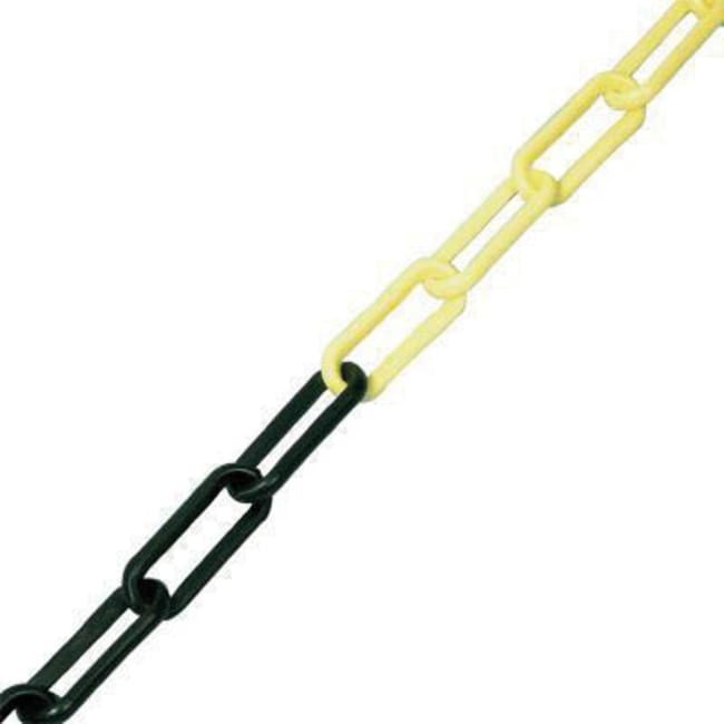 Manutan Plastic chains, 25m, yellow/black plastic chain, 10mm diameter