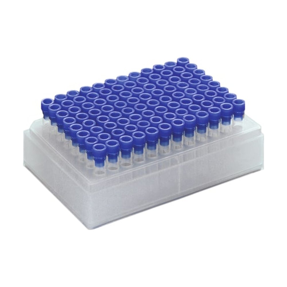 Fisherbrand&trade;&nbsp;Plaque à 96 puits en PP avec 96 inserts en verre et bouchons à clipser en PE avec septum