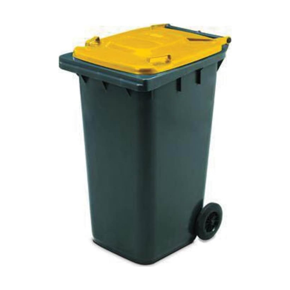 Manutan&nbsp;Conteneurs à roues d’extérieur, Ekwo, capacité 240 litres, gris/jaune