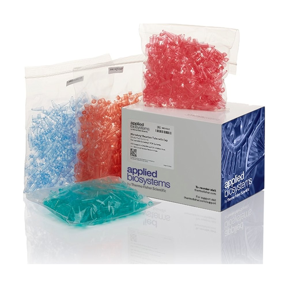 Applied Biosystems&trade;&nbsp;Tube réactionnel MicroAmp&trade; avec bouchon, 0,2 mL, couleurs assorties