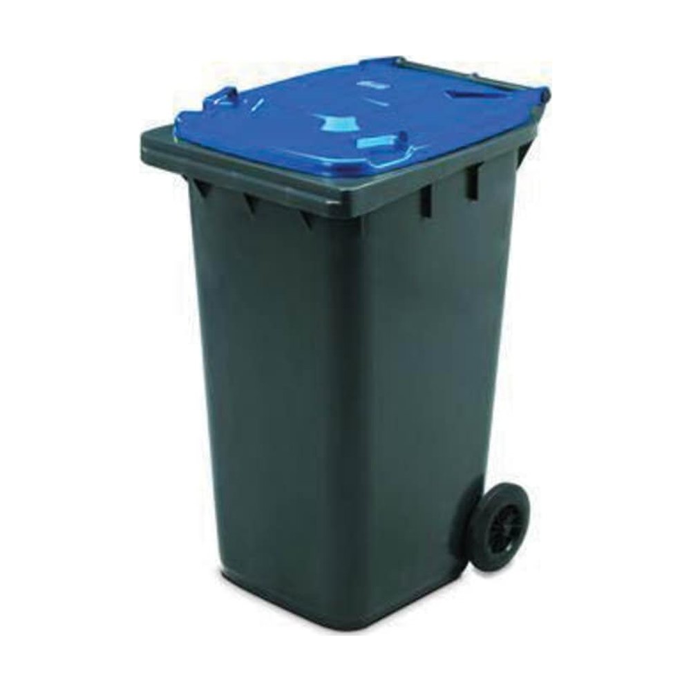Manutan&nbsp;Conteneurs à roues d’extérieur, Ekwo, capacité 120 litres, gris/bleu