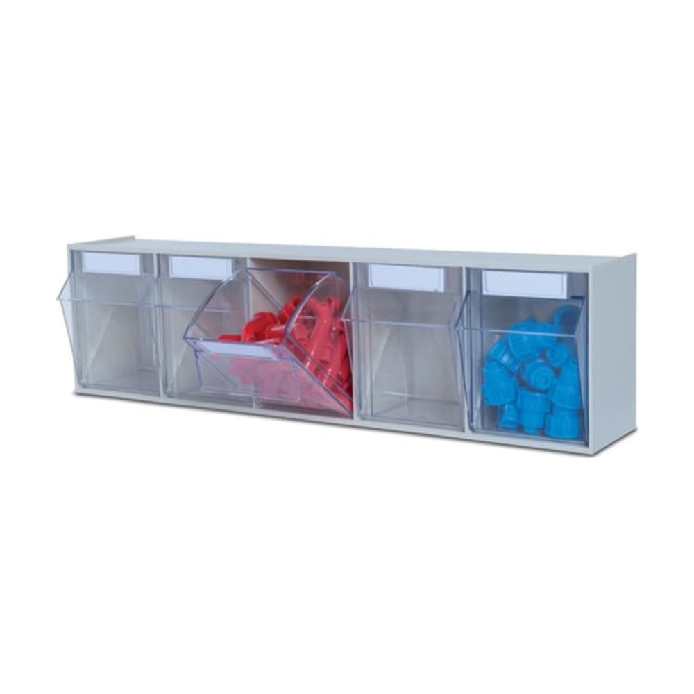 Huenersdorf&trade;&nbsp;Système de stockage MultiStore n&ordm; 5, solution de bac de stockage modulaire en polystyrène à impact élevé, avec cinq bacs inclinables transparents