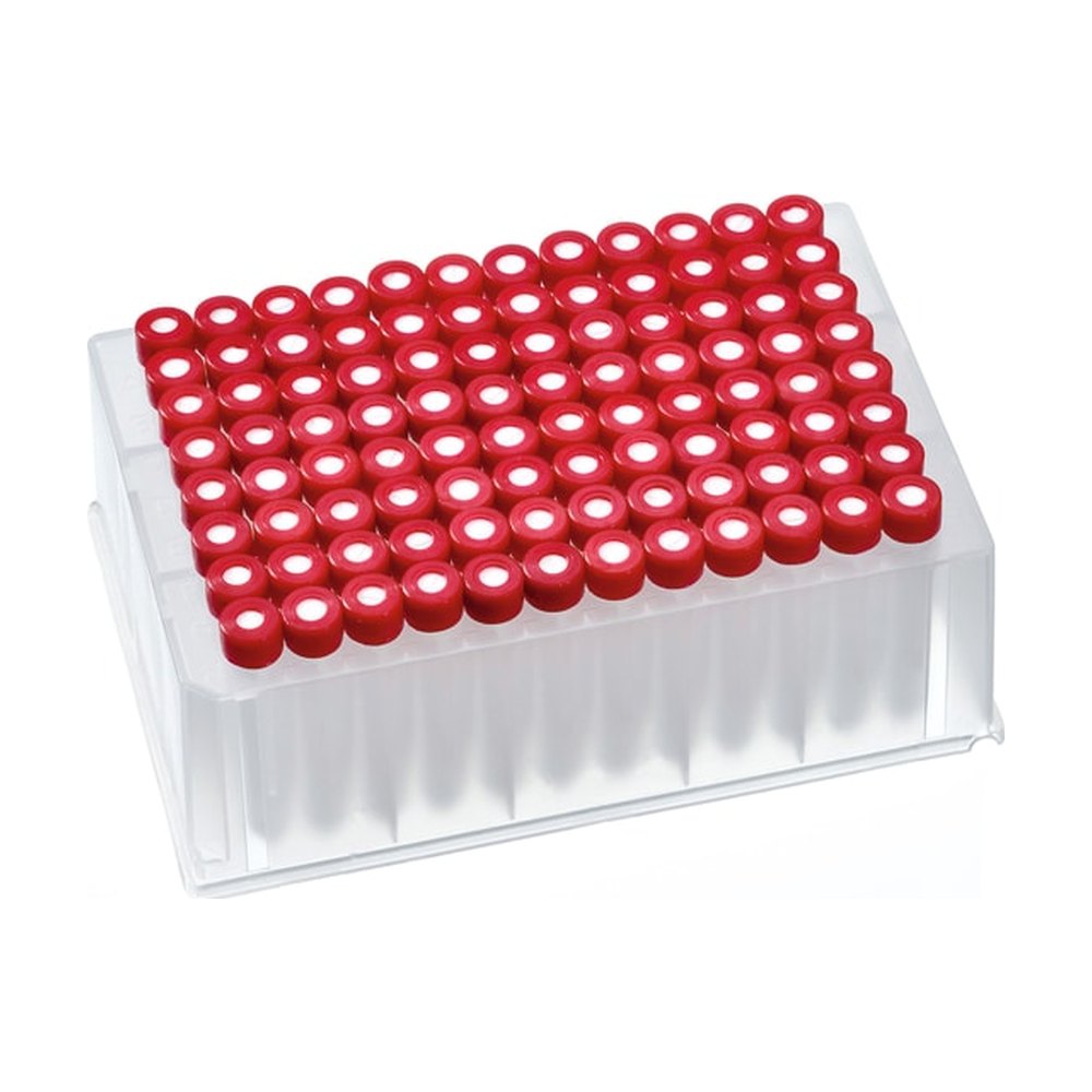 Fisherbrand&trade;&nbsp;Plaque à 96 puits en PP avec 96 inserts en verre et bouchons à clipser en PE avec septum