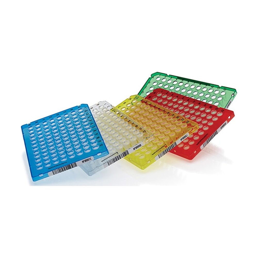 Applied Biosystems&trade;&nbsp;Plaques de réaction optiques multicolores MicroAmp&trade; EnduraPlate&trade; Fast 96 puits avec code-barres