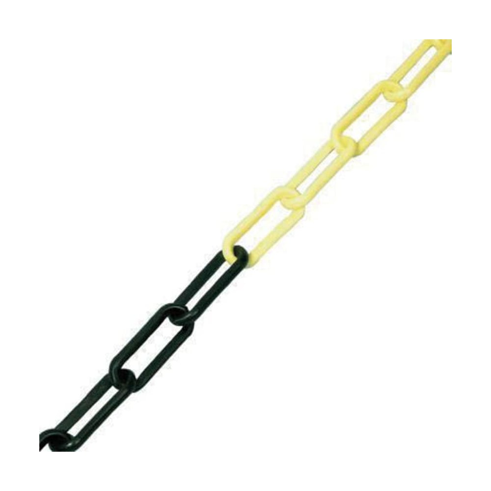 Manutan&nbsp;Chaînes en plastique, 25 m, chaîne plastique jaune/noire, diamètre 8 mm