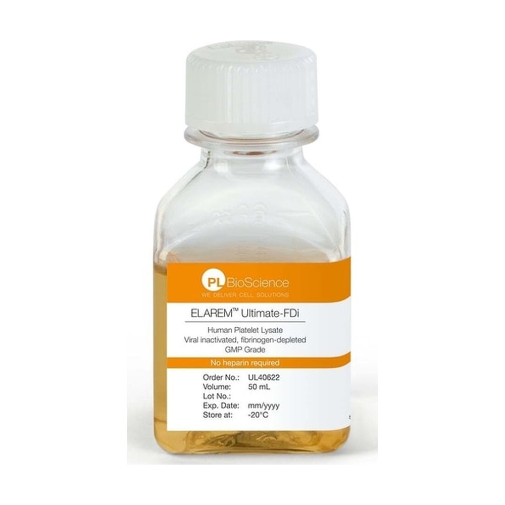 PL BioScience&nbsp;ELAREM&trade; Ultimate-Fdi, Human Platelet Lysate, Fibrinogen-depleted, Viral inactivated