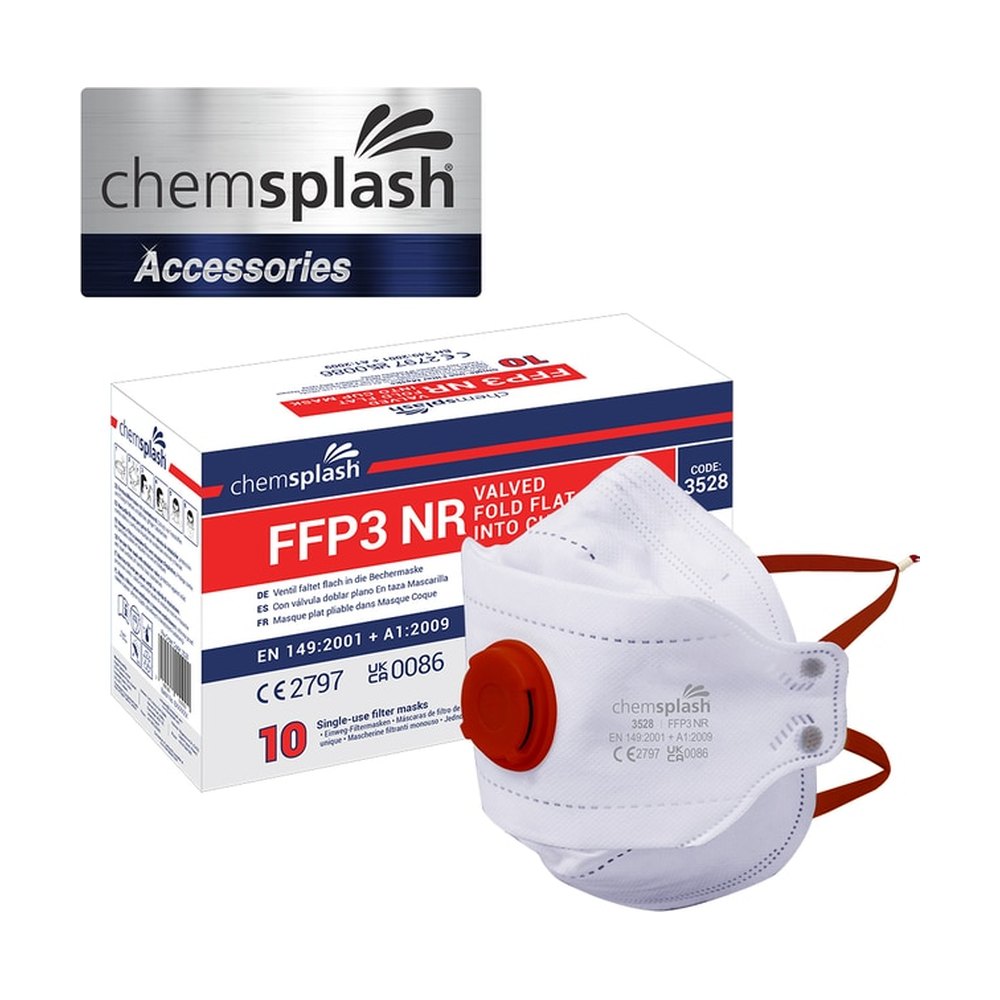 Chemsplash&nbsp;Masque FFP3 pliable en forme de coque avec soupape
