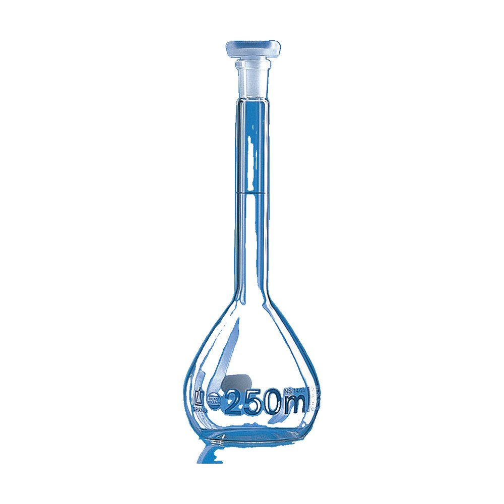 BRAND&trade;&nbsp;Fiole jaugée classe A en verre borosilicaté Blaubrand&trade; avec bouchon en polypropylène