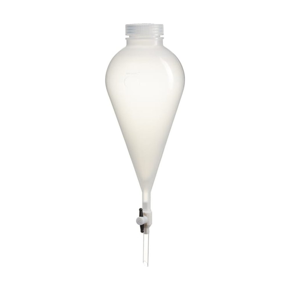 Ampoule à décanter Nalgene™ en polypropylène, avec robinet d'arrêt et corps en Téflon™ TFE et bouchon à visser en polypropylène 1000mL