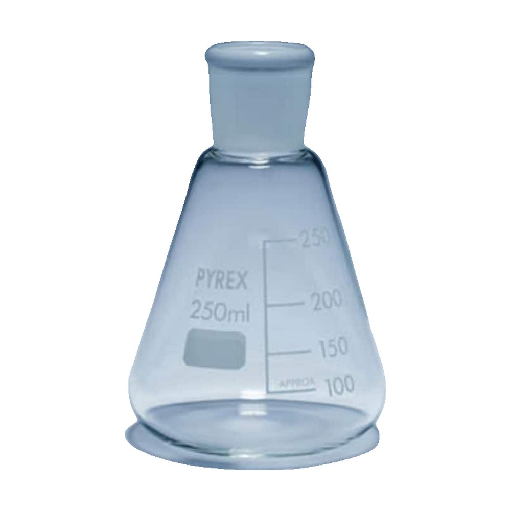 Flacon Erlenmeyer en verre borosilicaté Pyrex&trade; avec col en verre rodé Quickfit