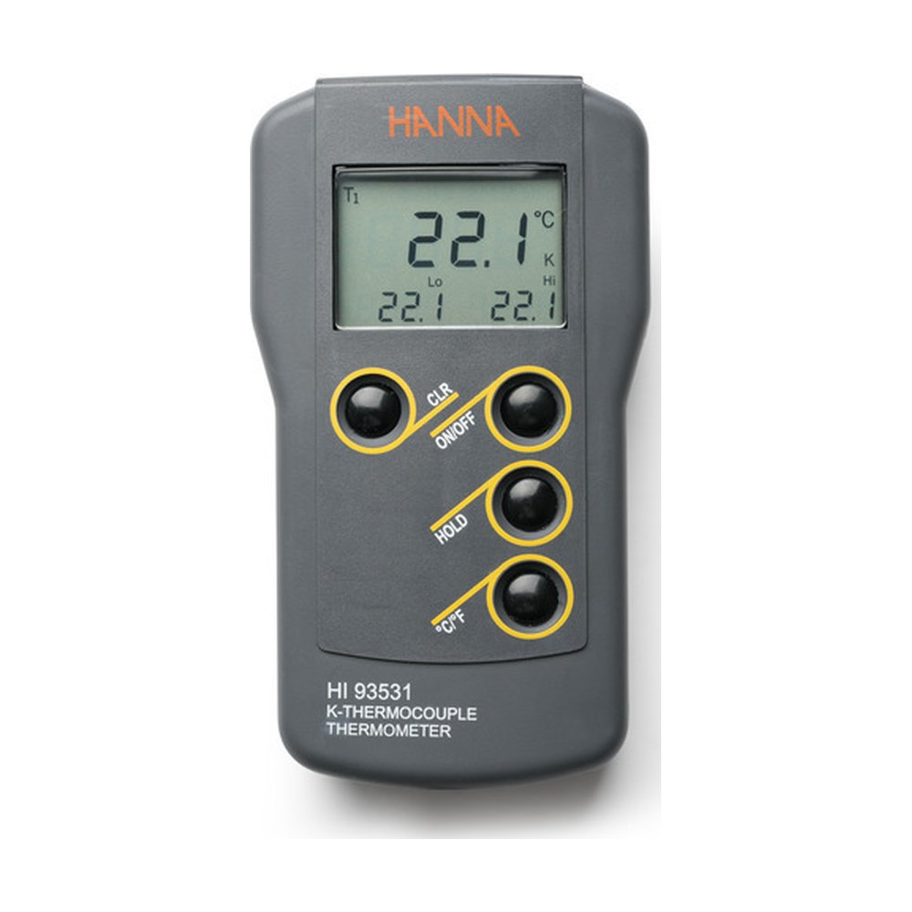 Thermomètre compact étanche à thermocouple type K °C/°F, min/max, HOLD, coffret – HI93531 – Hanna Instruments