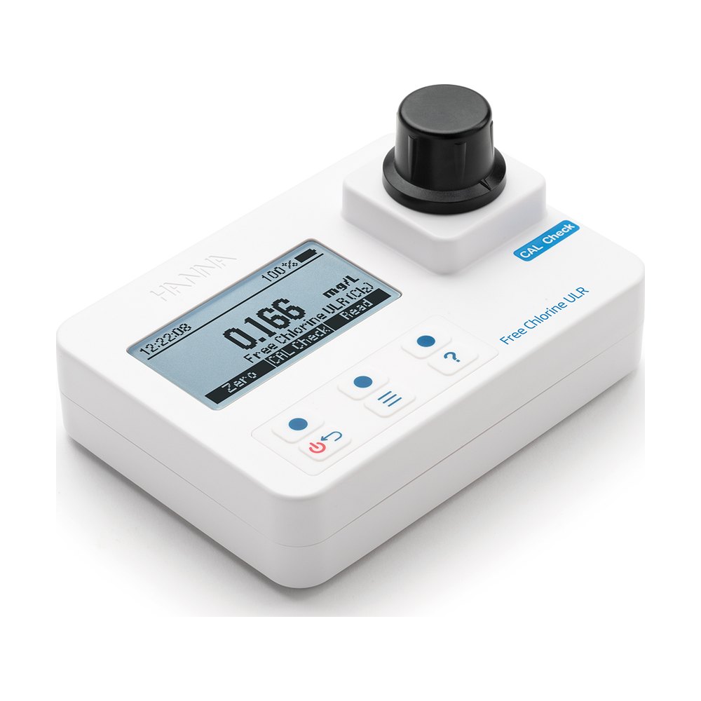 Photomètre traces de chlore libre, jusqu'à 0,500 mg/L, en mallette avec solutions étalons – HI97762C – Hanna Instruments