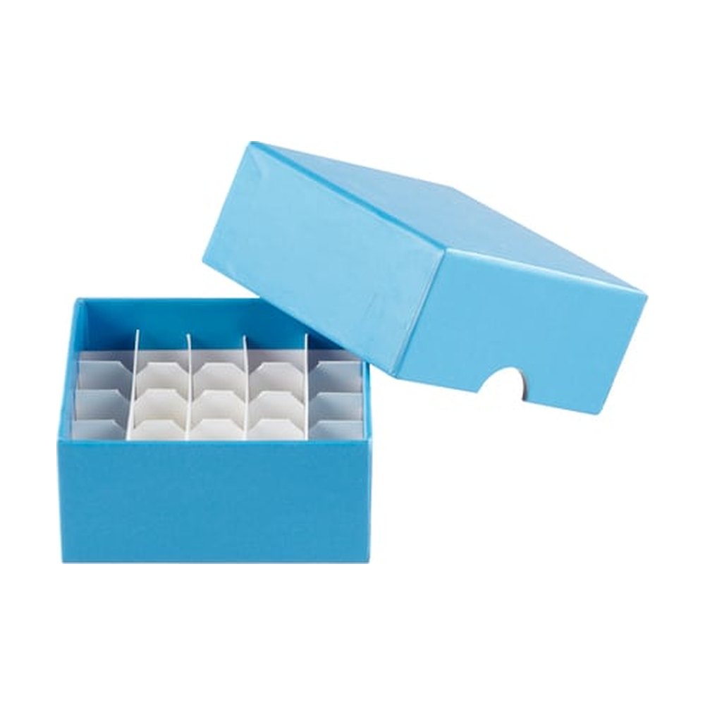 Heathrow Scientific™ Boîte de stockage en carton pour tubes cryogéniques, 25 x 25 emplacements avec grille pour tubes de 1,5/2 ml