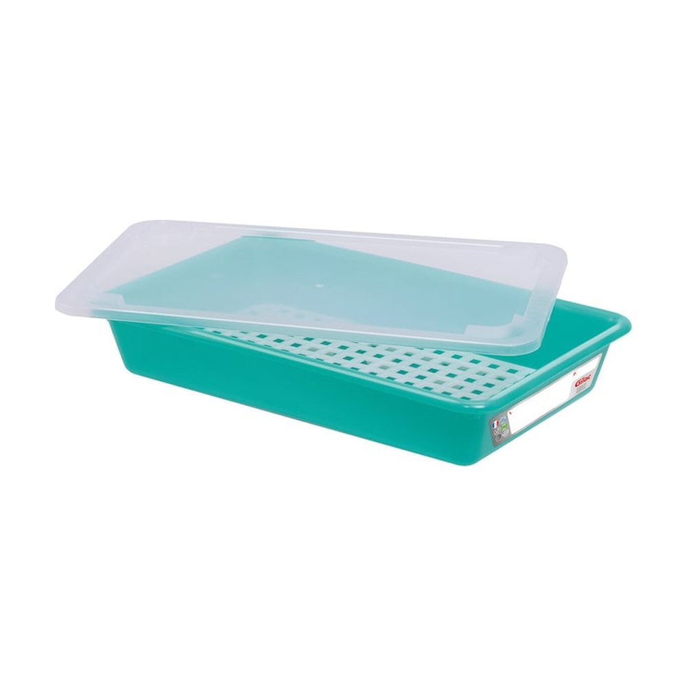 Gilac&trade;&nbsp;Bac plat HACCP vert avec couvercle et grille