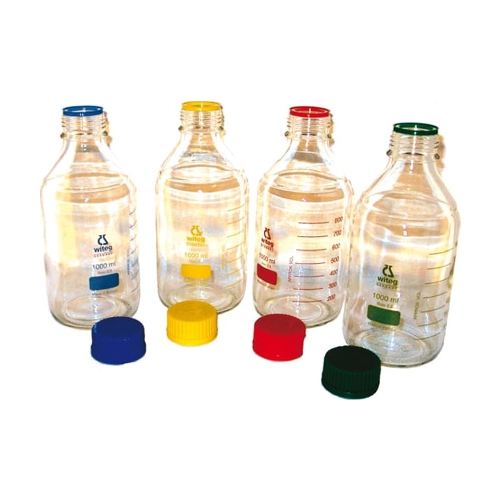 Witeg&trade;&nbsp;Flacons de laboratoire en verre borosilicaté bleus