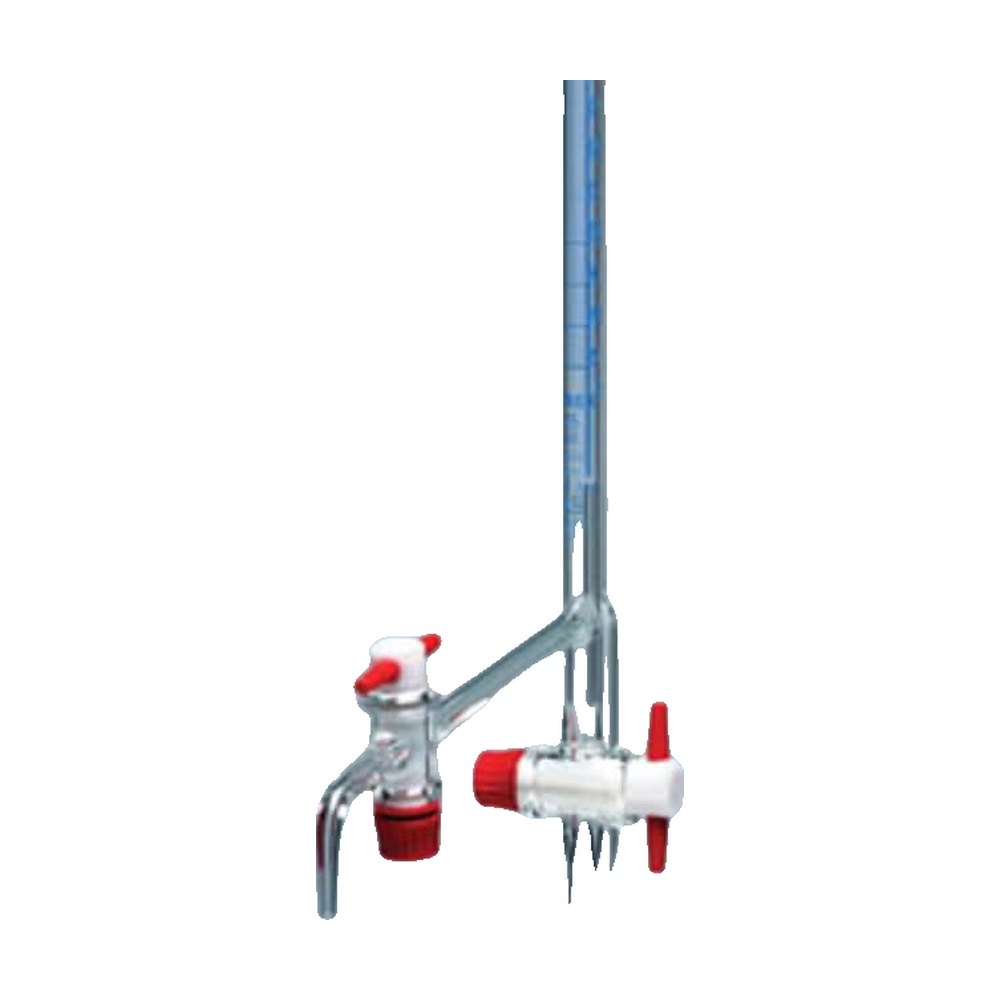 Burette automatique en verre borosilicaté Pyrex™ avec robinet d’arrêt intermédiaire