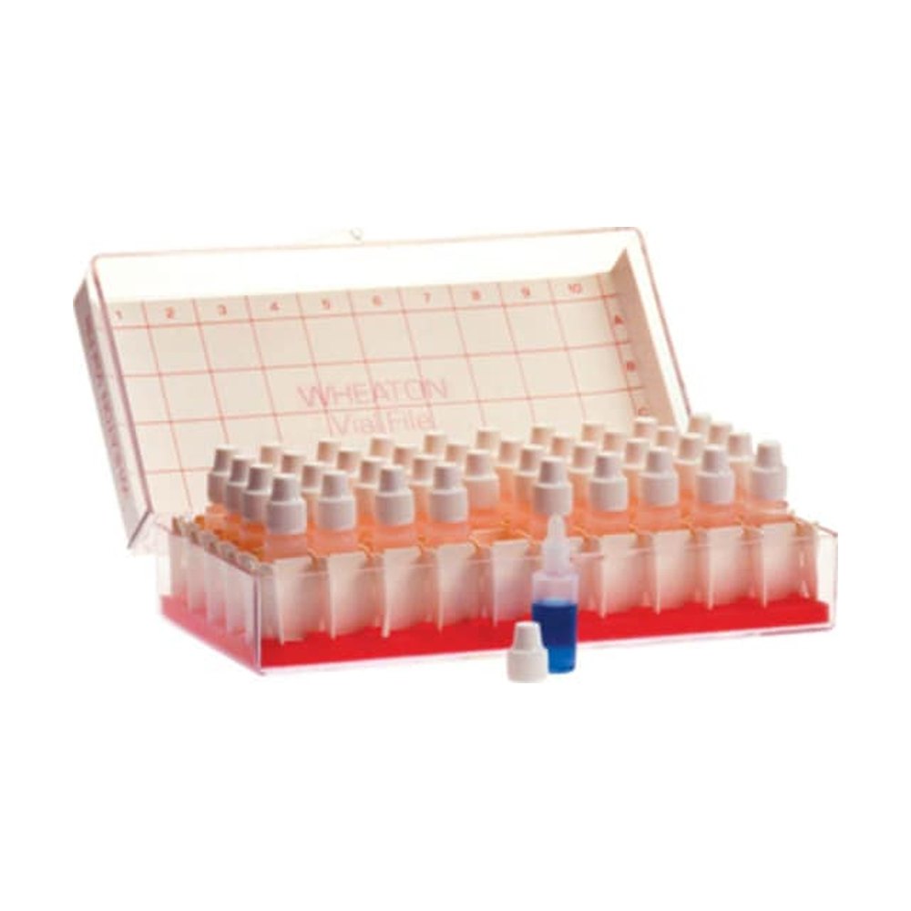 DWK Life Sciences Système de stockage Wheaton™ Vial File™ avec flacons compte-gouttes en plastique