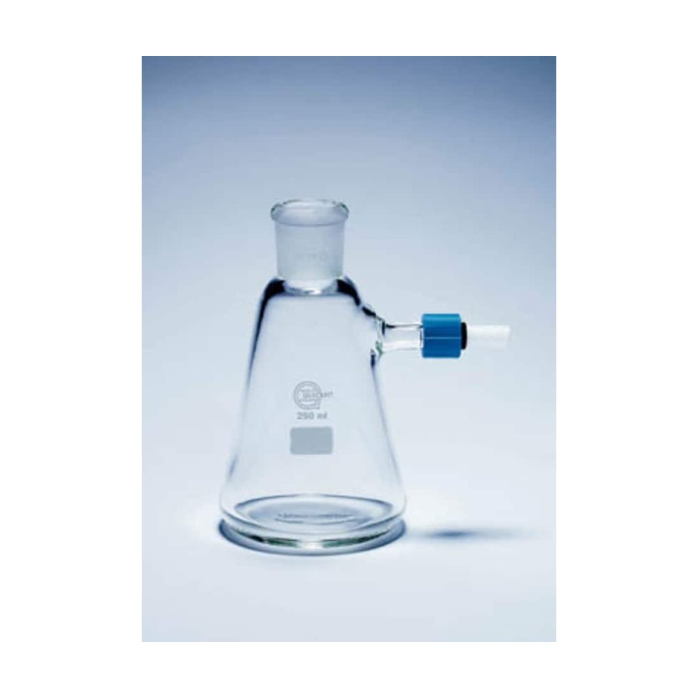 Flacon de filtration à vide en verre borosilicaté Quickfit&trade; avec connecteur fileté à vis et prise de terre