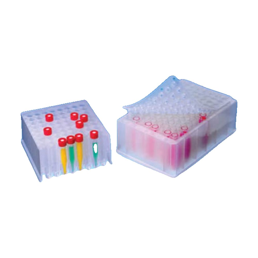Fisherbrand&trade;&nbsp;Plaque à 96 puits en PP avec 96 inserts en verre et tapis en silicone/PTFE