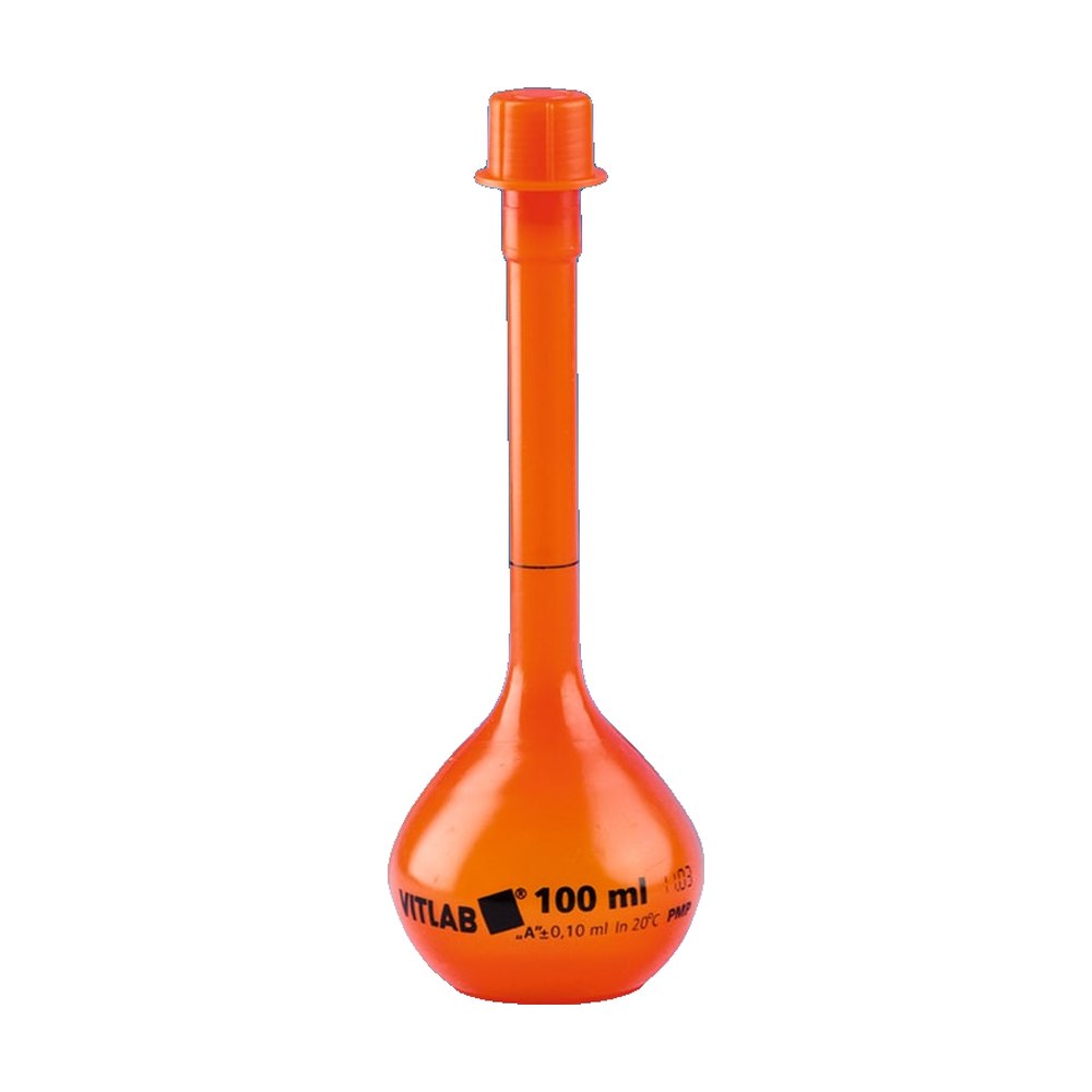Vitlab&trade;&nbsp;Fiole jaugée opaque avec bouchon à vis de couleur