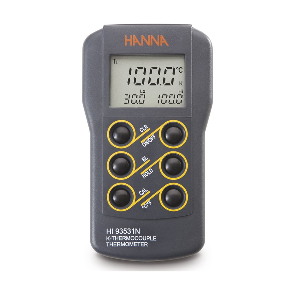 Thermomètre compact étanche à thermocouple type K °C/°F, min/max, HOLD, étalonnage à 0 °C, coffret – HI93531N – Hanna Instruments