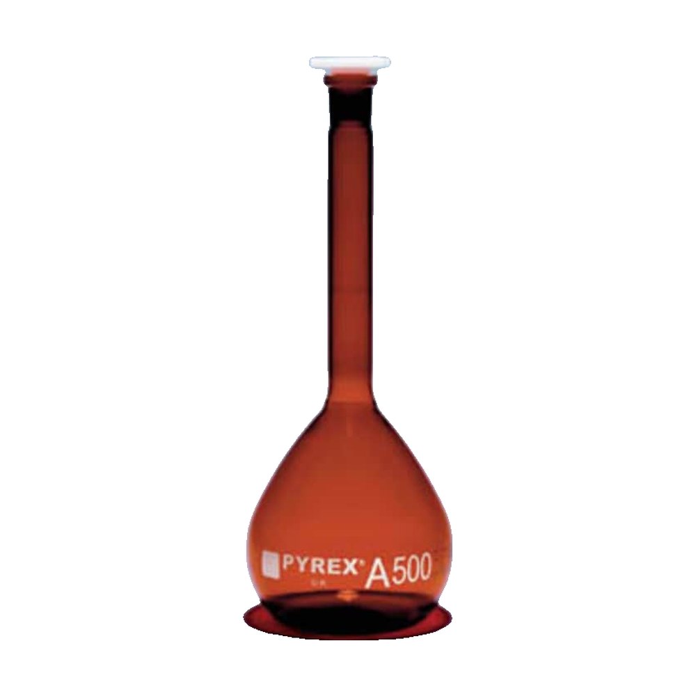 Fiole jaugée certifée classe A en verre borosilicaté ambré Pyrex&trade;